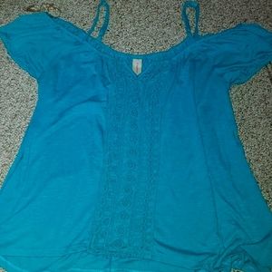 Summer t-shirt, blue green, size large